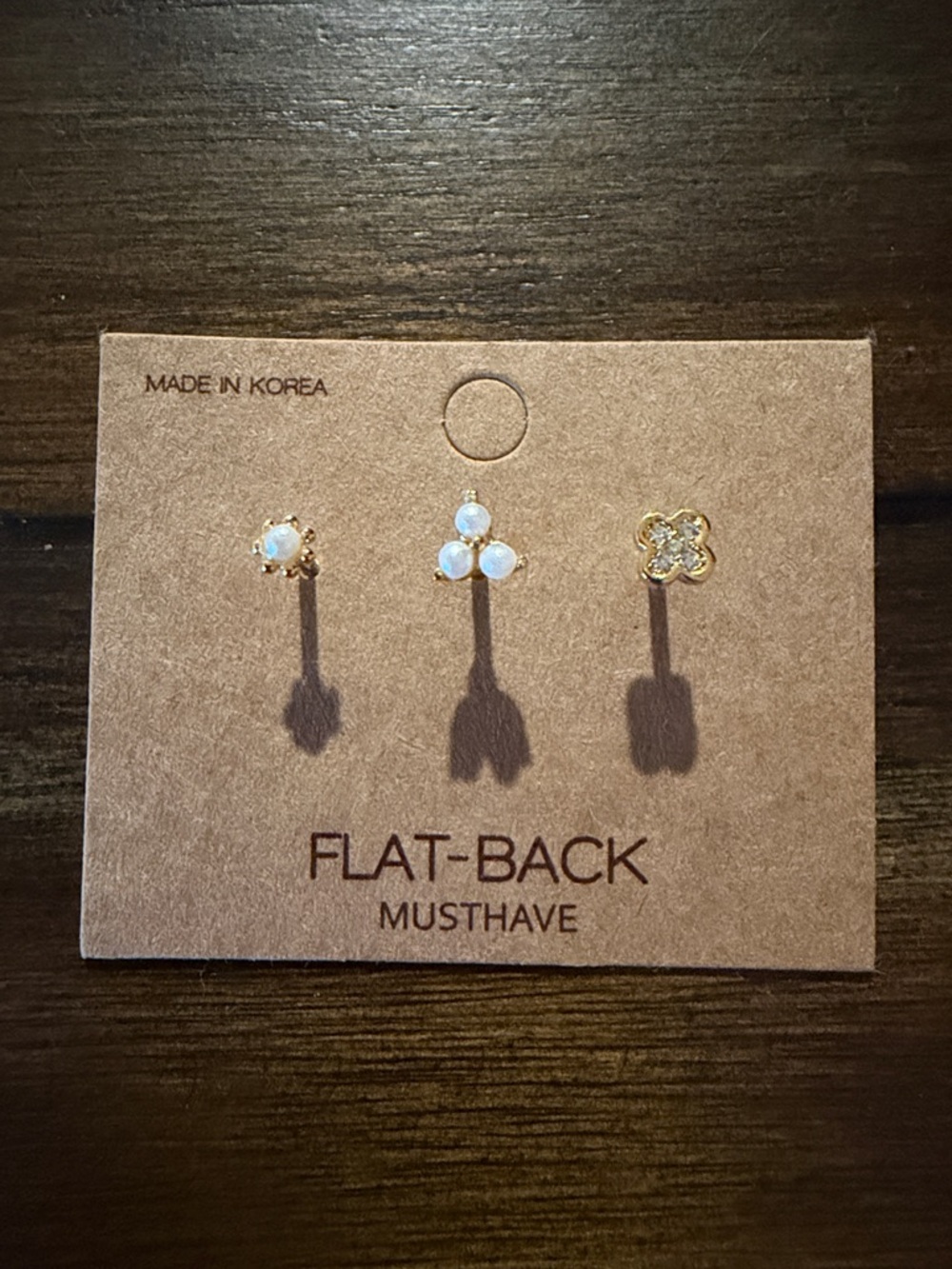 Musthave Gold-Tone Opal Flat-Back Stud Earring Set - 3 Pack